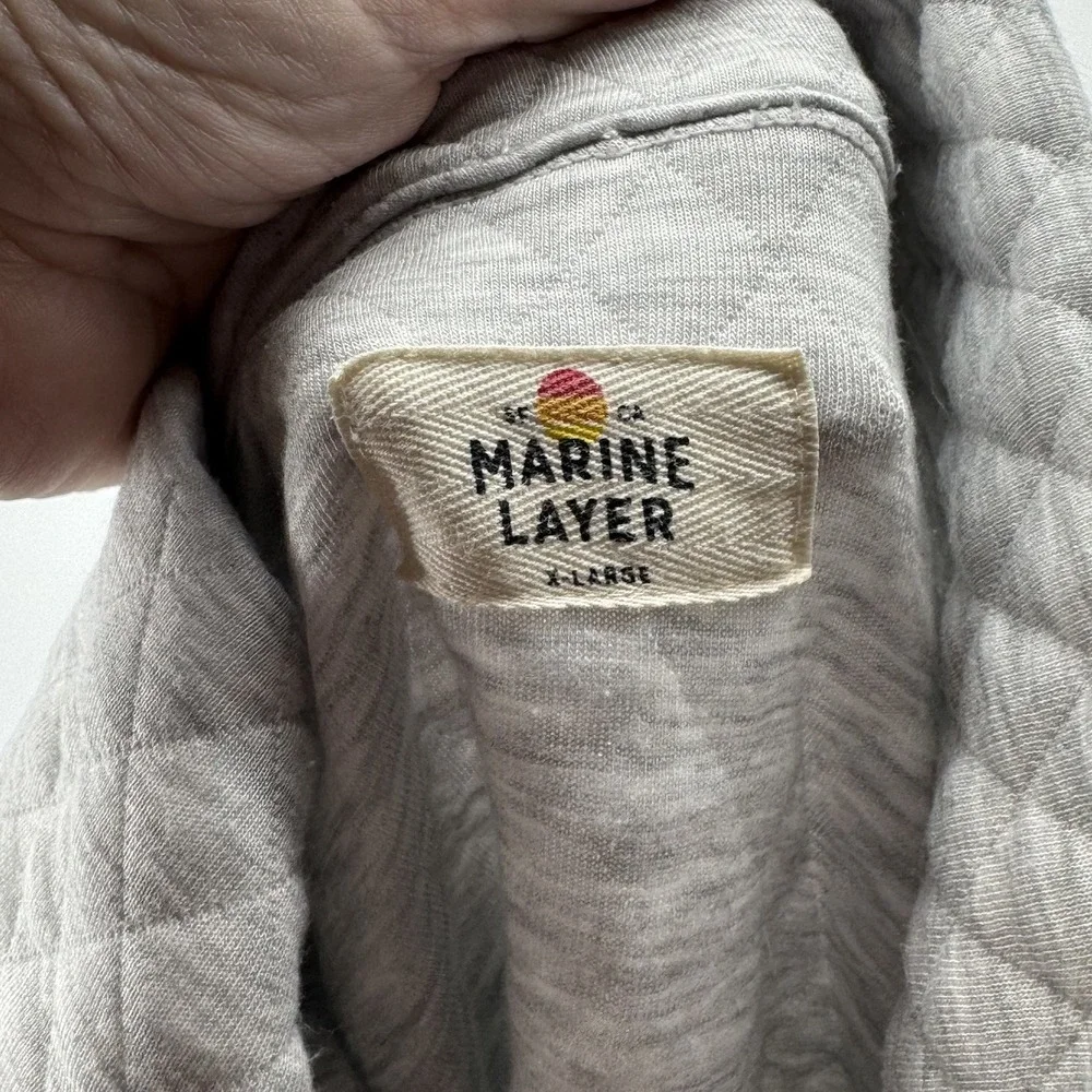 Marine Layer Quilted Pullover Jacket Gray Cozy Minimalist Athleisure XL Coastal - Picture 6 of 8
